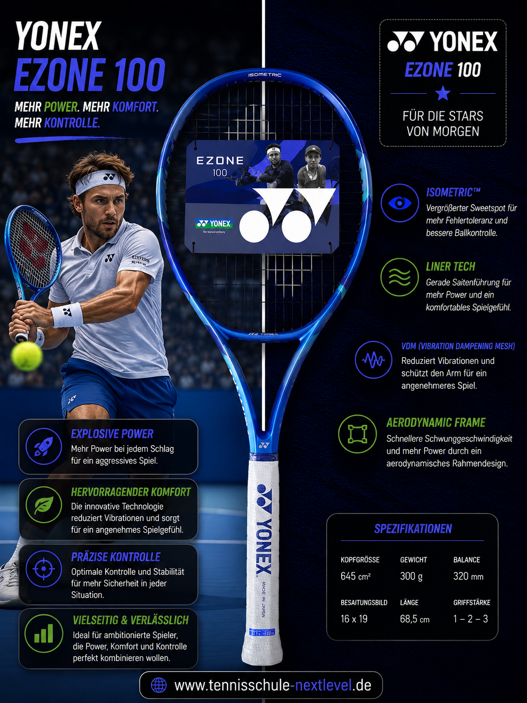Yonex EZone 100 (300 g) Power trifft auf Komfort