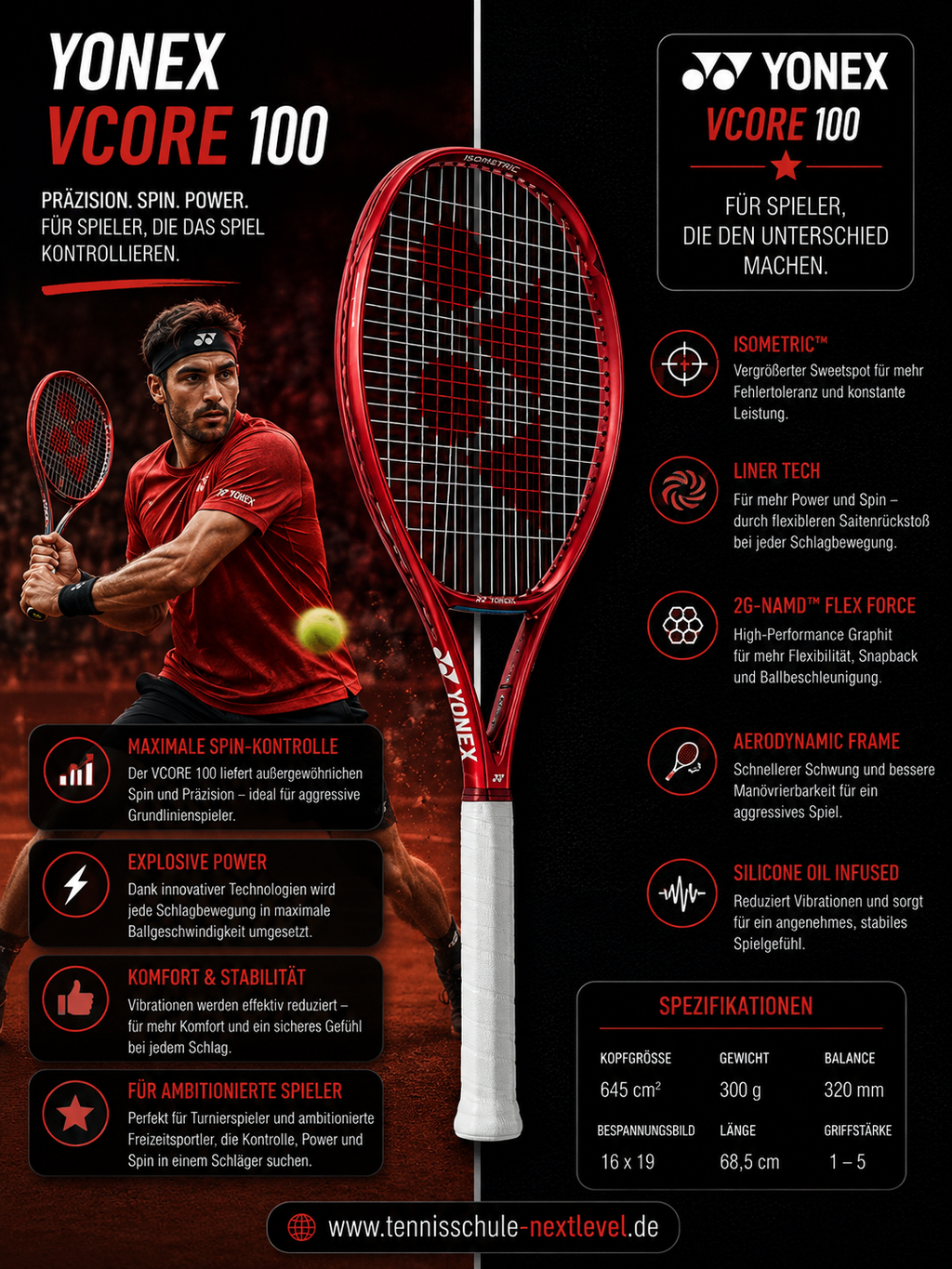 Yonex VCore 100 (300 g) Spin und Power