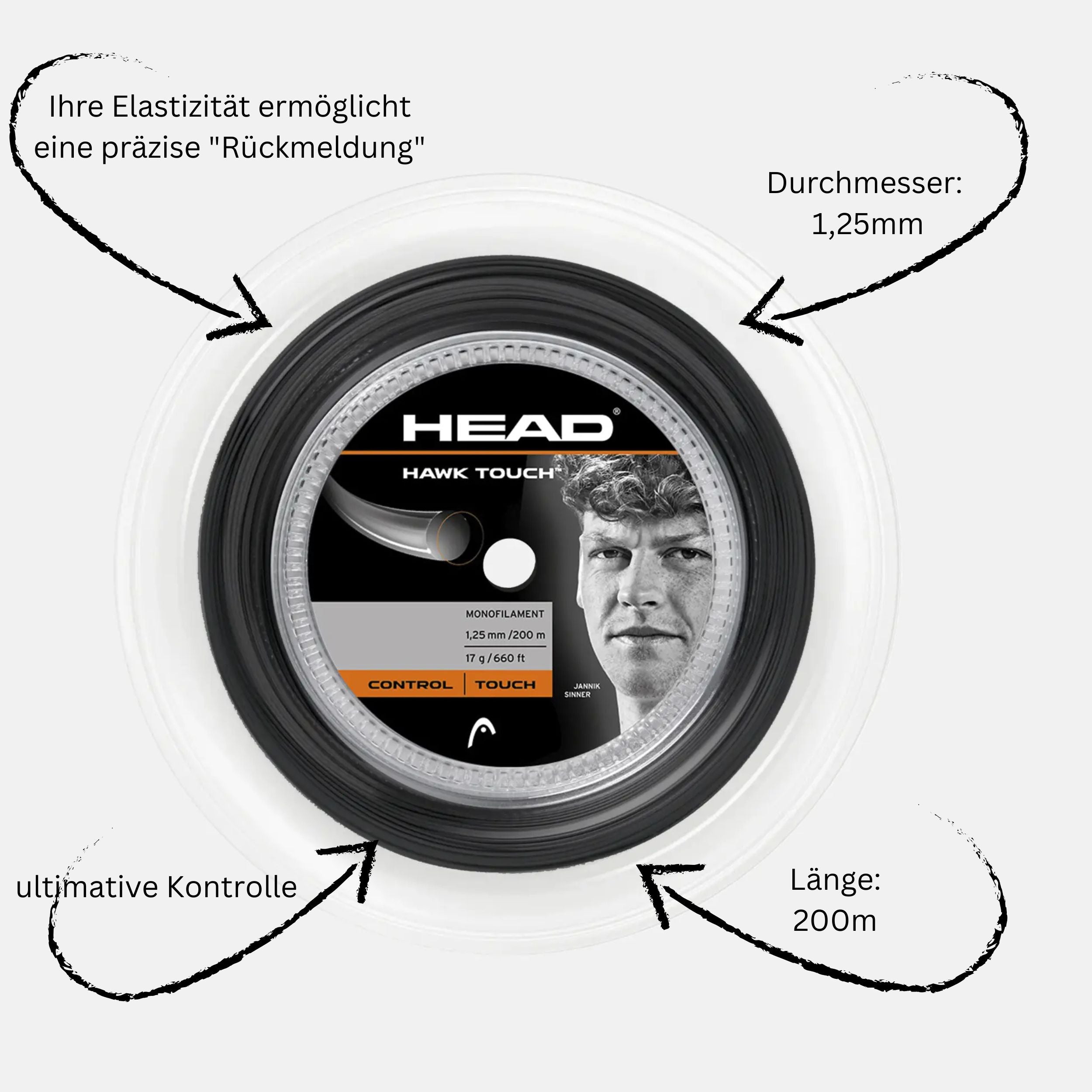 Head Hawk TOUCH 1,25mm/ 200m Rolle