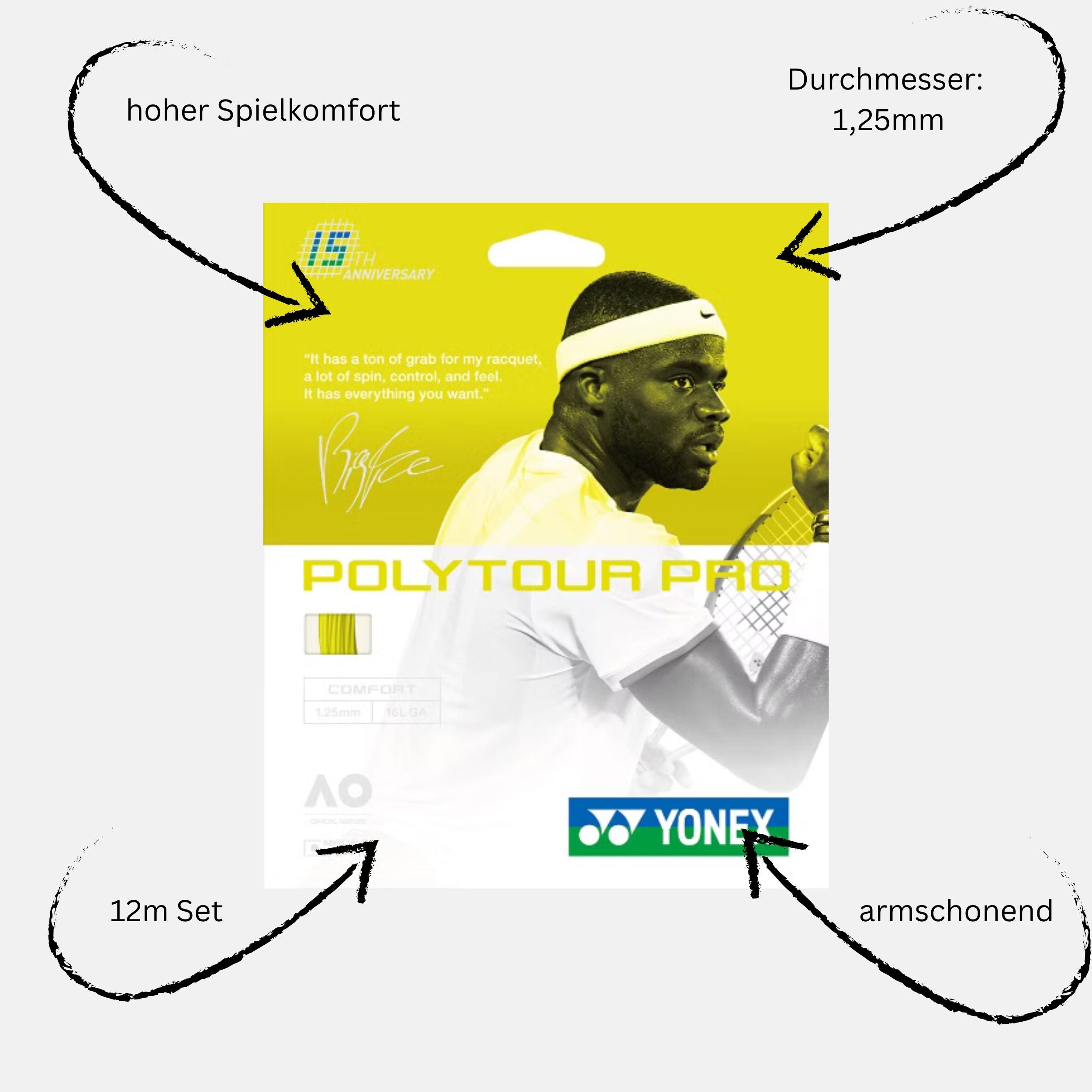 Yonex Poly Tour Pro 1,25mm/ Flashgelb/SET 12m